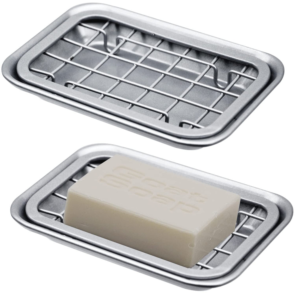 SheeChung Soap Dish for Bathroom Kitchen, Stainless Steel Soap Holder Tray