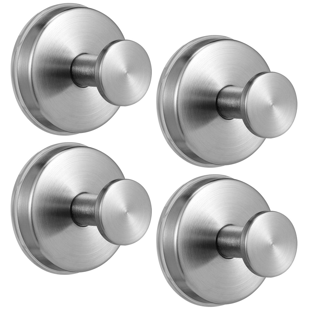Large Suction Cup Hooks, Heavy Duty 15lb Holds Towel & Robe, No-Drill Shower Bathroom Hooks for Tile Wall Glass Mirror, Mounts on Smooth Non-Porous Surfaces (2 Pack, Brushed Nickel)