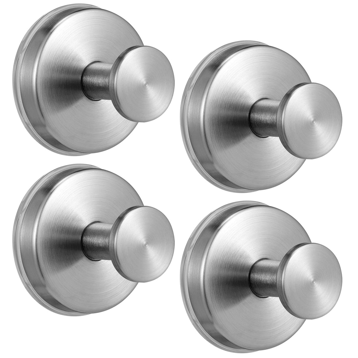 Large Suction Cup Hooks, Heavy Duty 15lb Holds Towel & Robe, No-Drill Shower Bathroom Hooks for Tile Wall Glass Mirror, Mounts on Smooth Non-Porous Surfaces (2 Pack, Brushed Nickel)