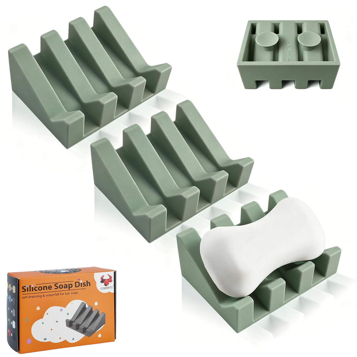 Soap Dish Holder for Shower with Suction Cup, Silicone Soap Holder & Saver Self-Draining Bar Soap Dish Keeps Soap Dry for Bathroom, Kitchen, Bathtub, Extends Soap Life (White-1Pack)