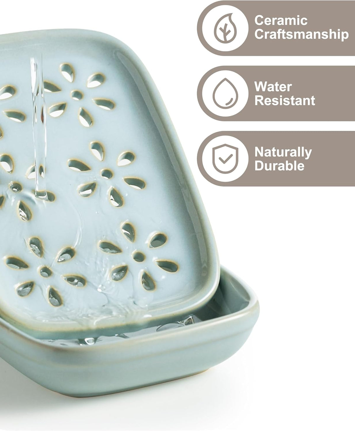 Miamolo Soap Dish for Shower with Drainage 2-Tier Bar Soap Holder Mess-Free