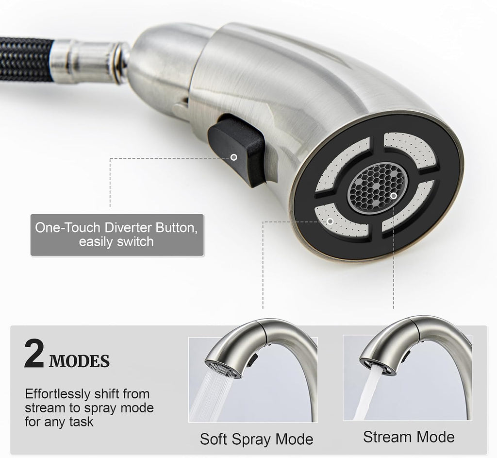 Ultimate Unicorn Pull Down Bathroom Sink Faucet, Brushed Nickel 4 Inch