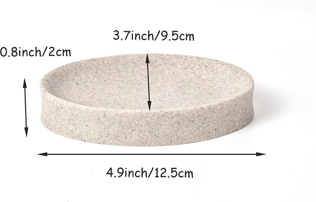 IMEEA Oval Resin Soap Dish for Bathroom Sink Stone-Look Soap Tray Holder