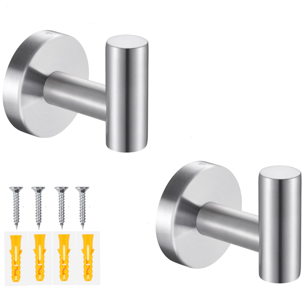 Towel Hooks Bathroom Coat Robe Wall Hook Heavy Duty Door Hanger Towel Robe Clothes Cabinet Closet Sponges Rack for Bathroom Bedroom Kitchen Hotel Pool 4 Packs Black(Drilling Installation)