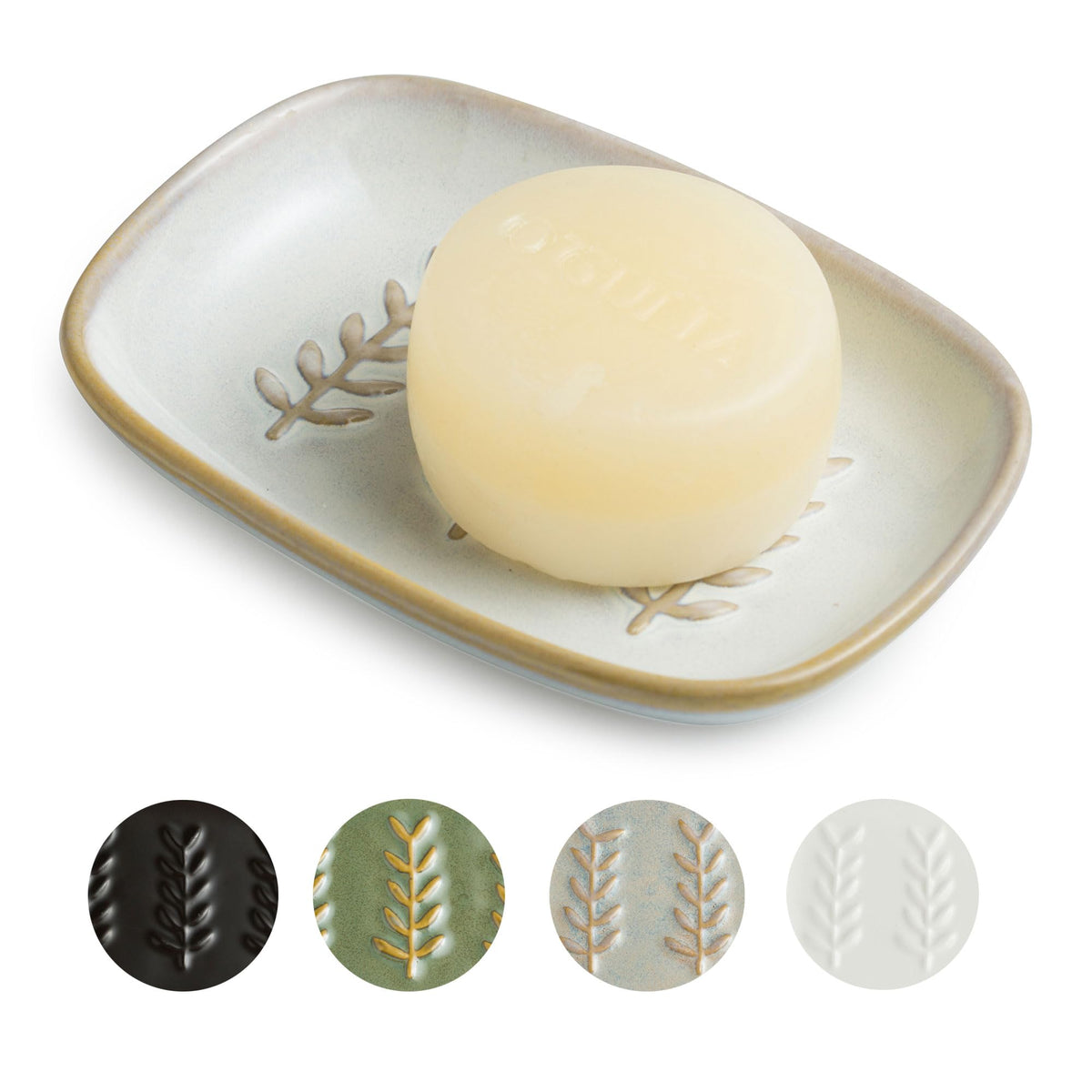 Miamolo Soap Dish, Ceramic Soap Holder Shower Soap Dish for Bar Soap Sponge, Soap Saver Tray for Bathroom Kitchen Sink, White