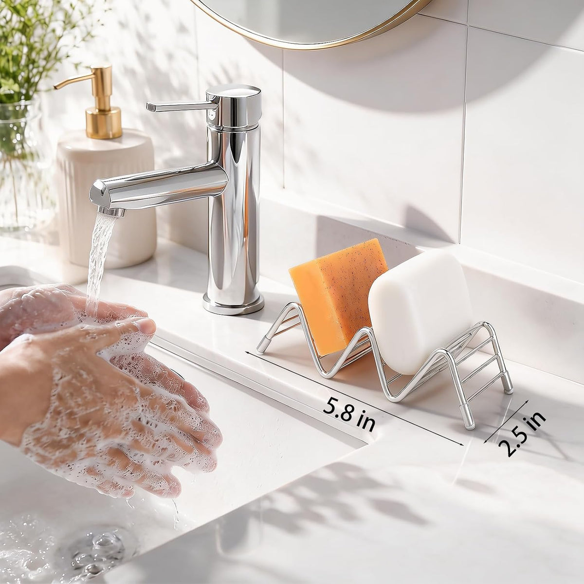 Stainless Steel Soap Dish Self Draining Bar Soap Holder, Silver