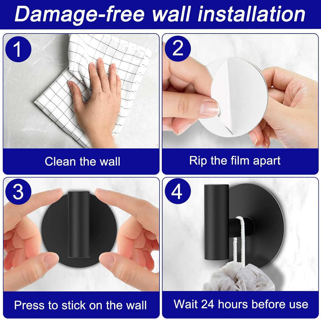 Bntuk Adhesive Wall Towel Hooks, No Drill Waterproof Bathroom Shower Hooks