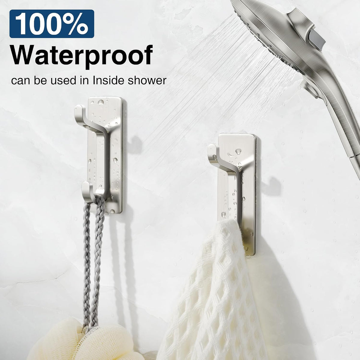 pickpiff 13LB Strong Stick-on Hooks for Coat & Towel, Brushed Nickel 4 Pack