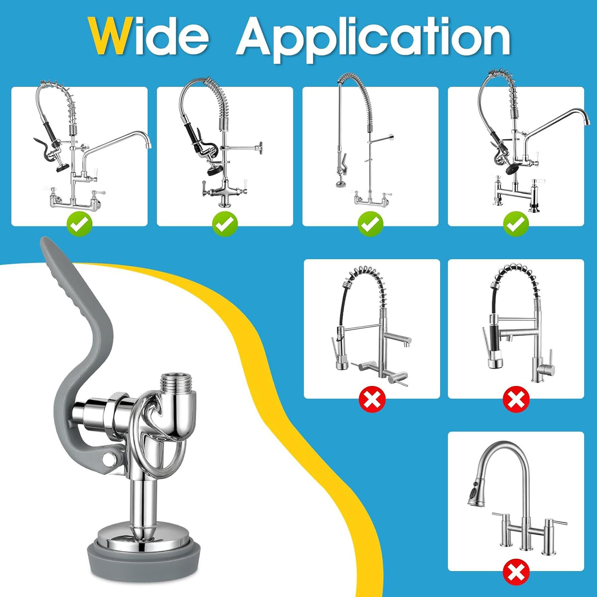 Replacement B-0107 Commercial Sink Sprayer Valve for T&S Brass, High-Pressure Pre Rinse Spray Valve Dish Sprayer Nozzle with Ergonomic Handle, Faucet Parts for Commercial Kitchen Faucet