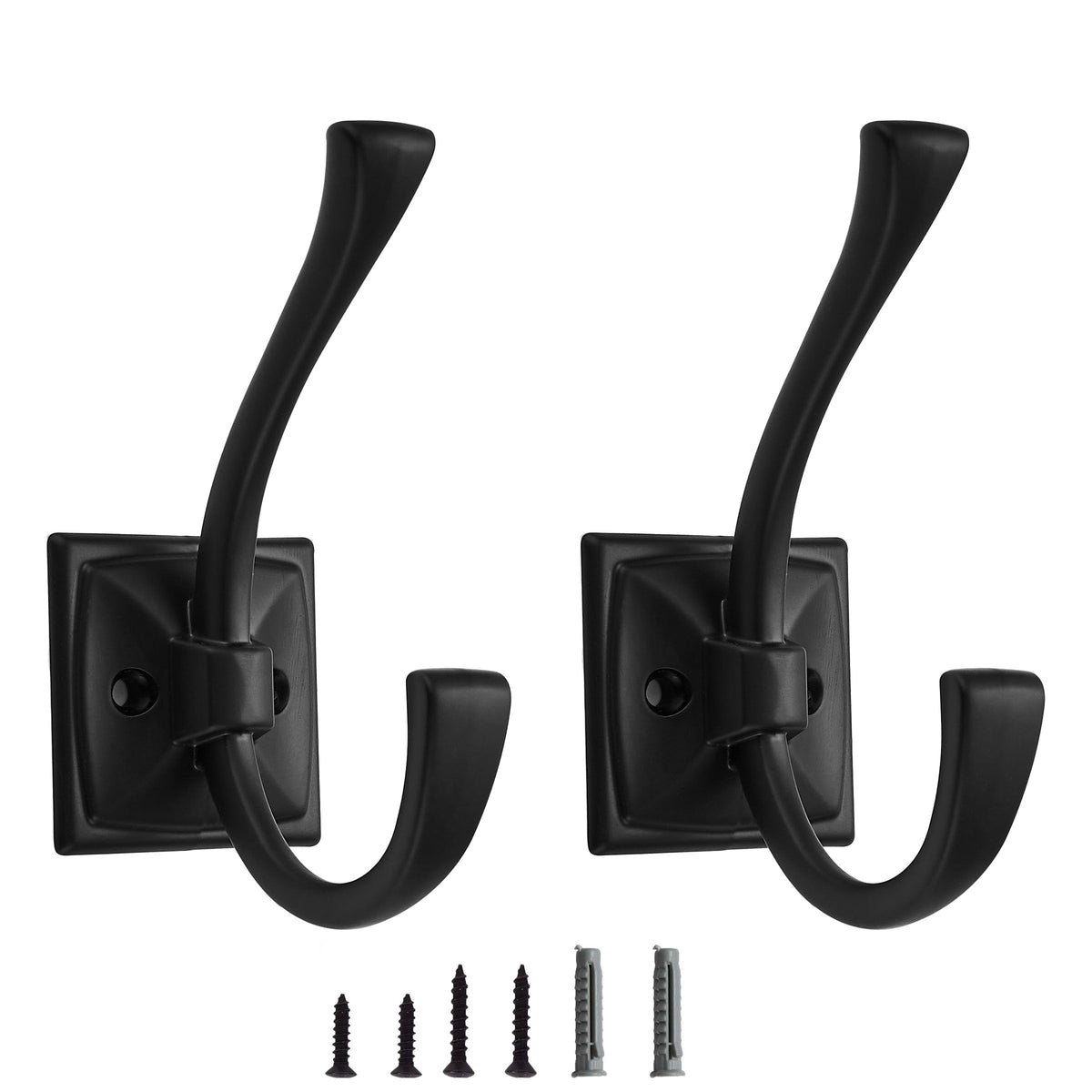 5 Pack Decorative Heavy Duty Towel Hooks for Hanging Robe Double Oil Rubbed Bronze Coat Hooks Wall Mounted with Screws for Key, Towel, Bags, Cup, Hat