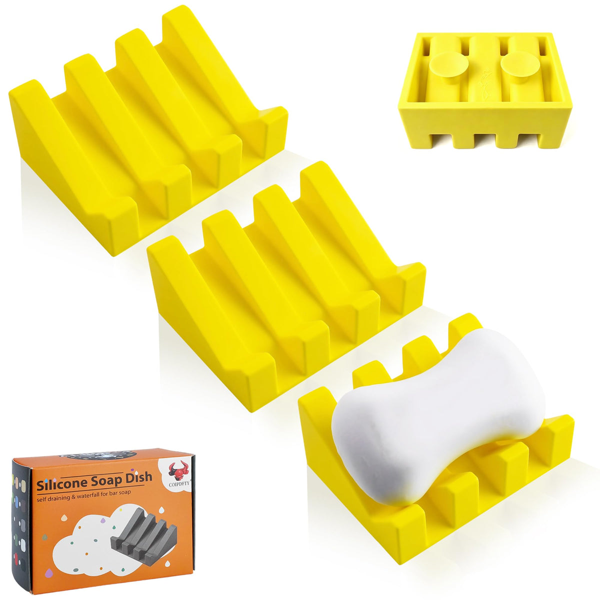 Soap Dish Holder for Shower with Suction Cup, Silicone Soap Holder & Saver Self-Draining Bar Soap Dish Keeps Soap Dry for Bathroom, Kitchen, Bathtub, Extends Soap Life (White-1Pack)