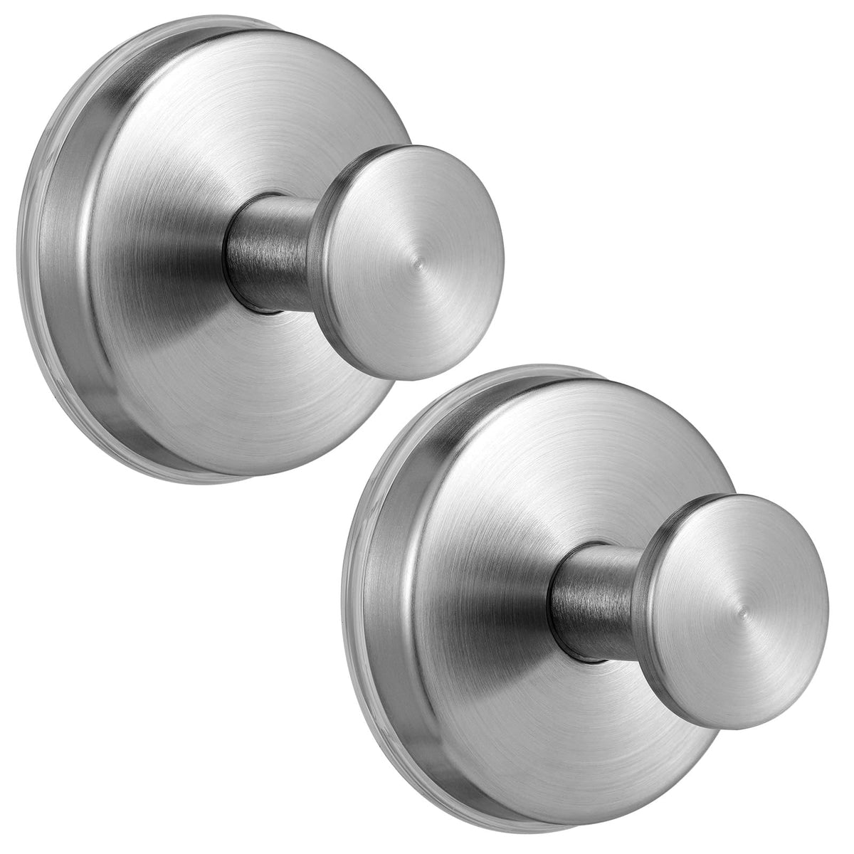 Large Suction Cup Hooks, Heavy Duty 15lb Holds Towel & Robe, No-Drill Shower Bathroom Hooks for Tile Wall Glass Mirror, Mounts on Smooth Non-Porous Surfaces (2 Pack, Brushed Nickel)
