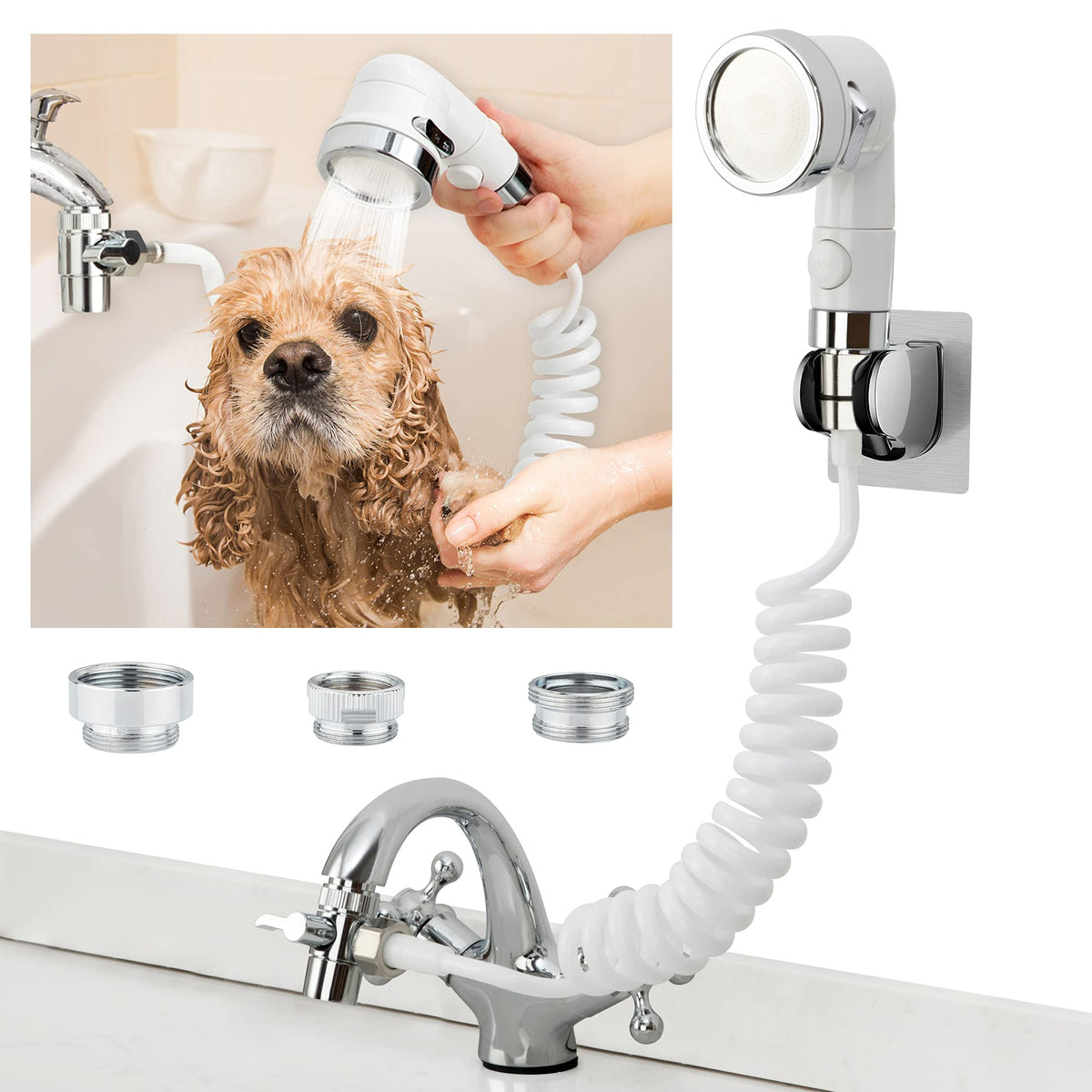 ZCONIEY Sink Faucet Sprayer Attachment Hair Pet Rinser Showerhead with Stop Water-saving Function