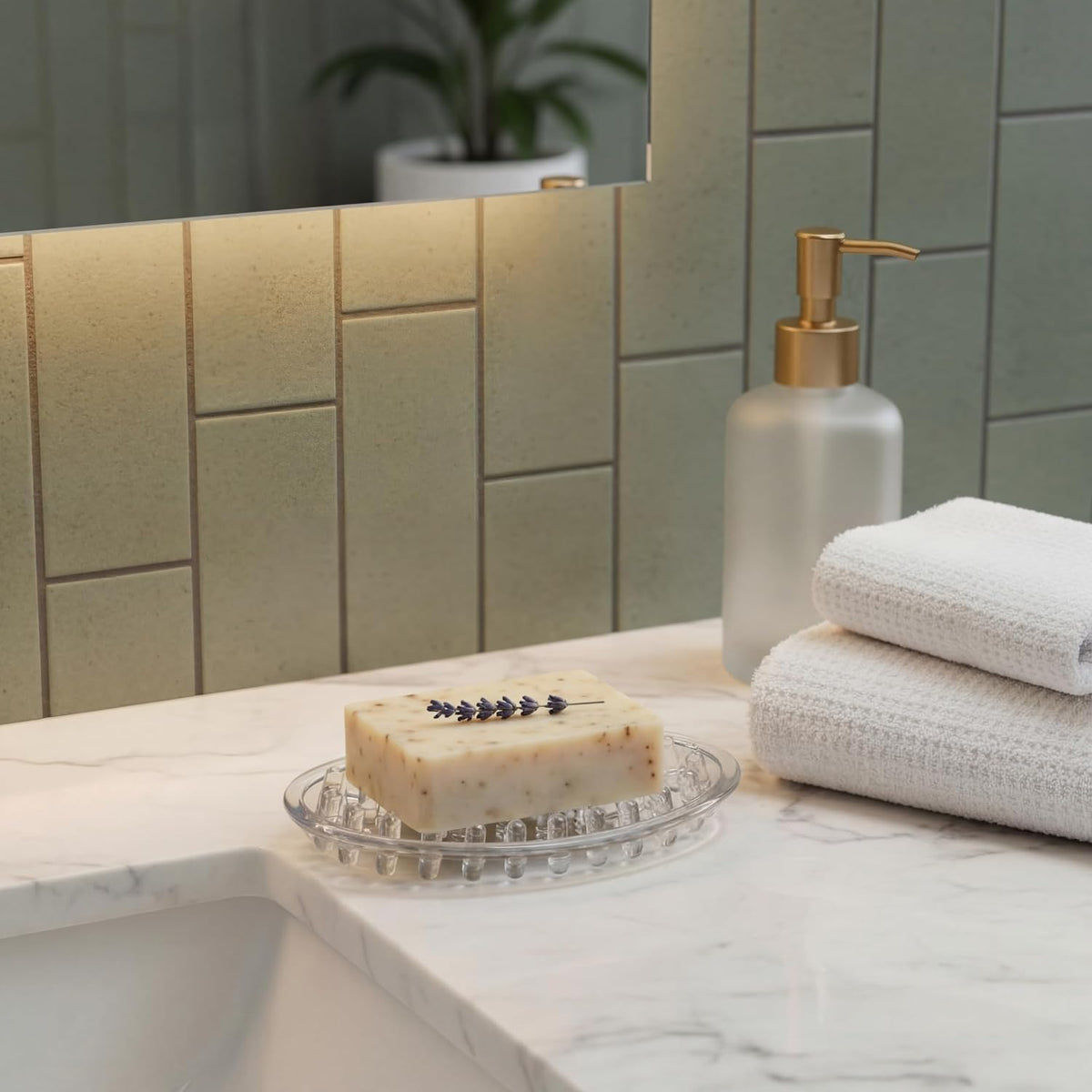 2 Pcs Soap Dish with Holes for Kitchen Bathroom, Clear