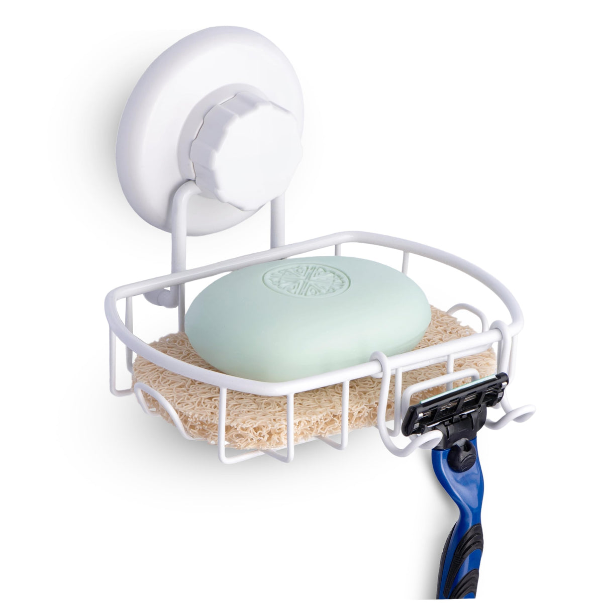 HASKO accessories Suction Soap Dish with Hooks - Super Powerful Vacuum Suction Cup Shower Soap Holder - Rustproof Stainless Steel SS304 Soap Basket - Sponge Holder for Bathroom & Kitchen (Black)