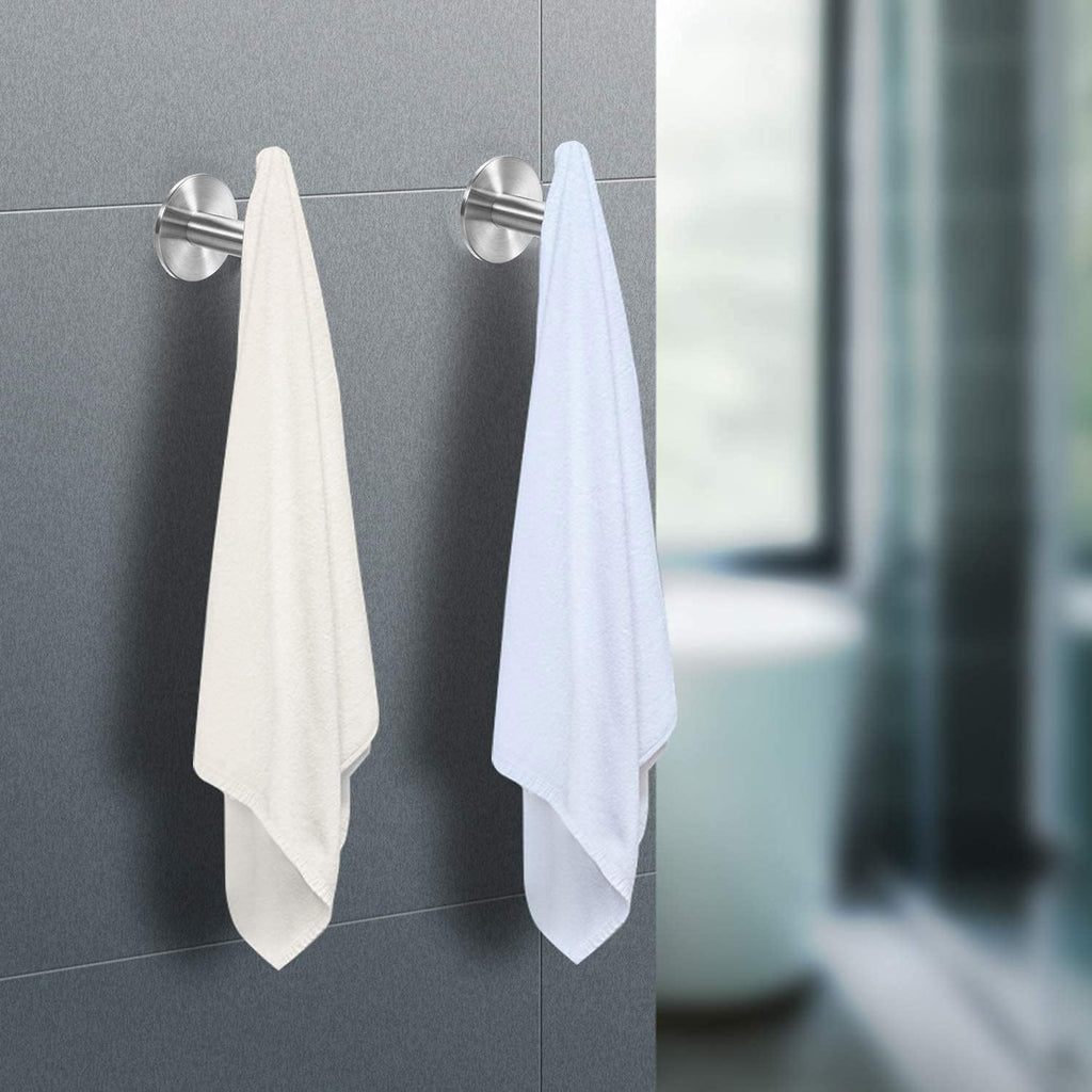 Vuzvuv Brushed Nickel Self Adhesive Stainless Steel Towel Hooks (2-Pack)