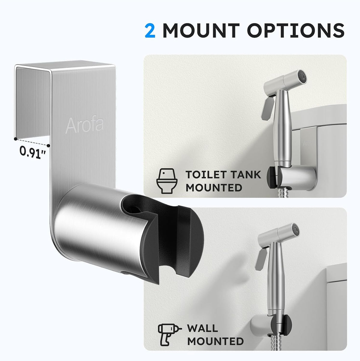 Arofa Handheld Bidet Sprayer, Bidet Attachment for Toilet, Brushed Nickel