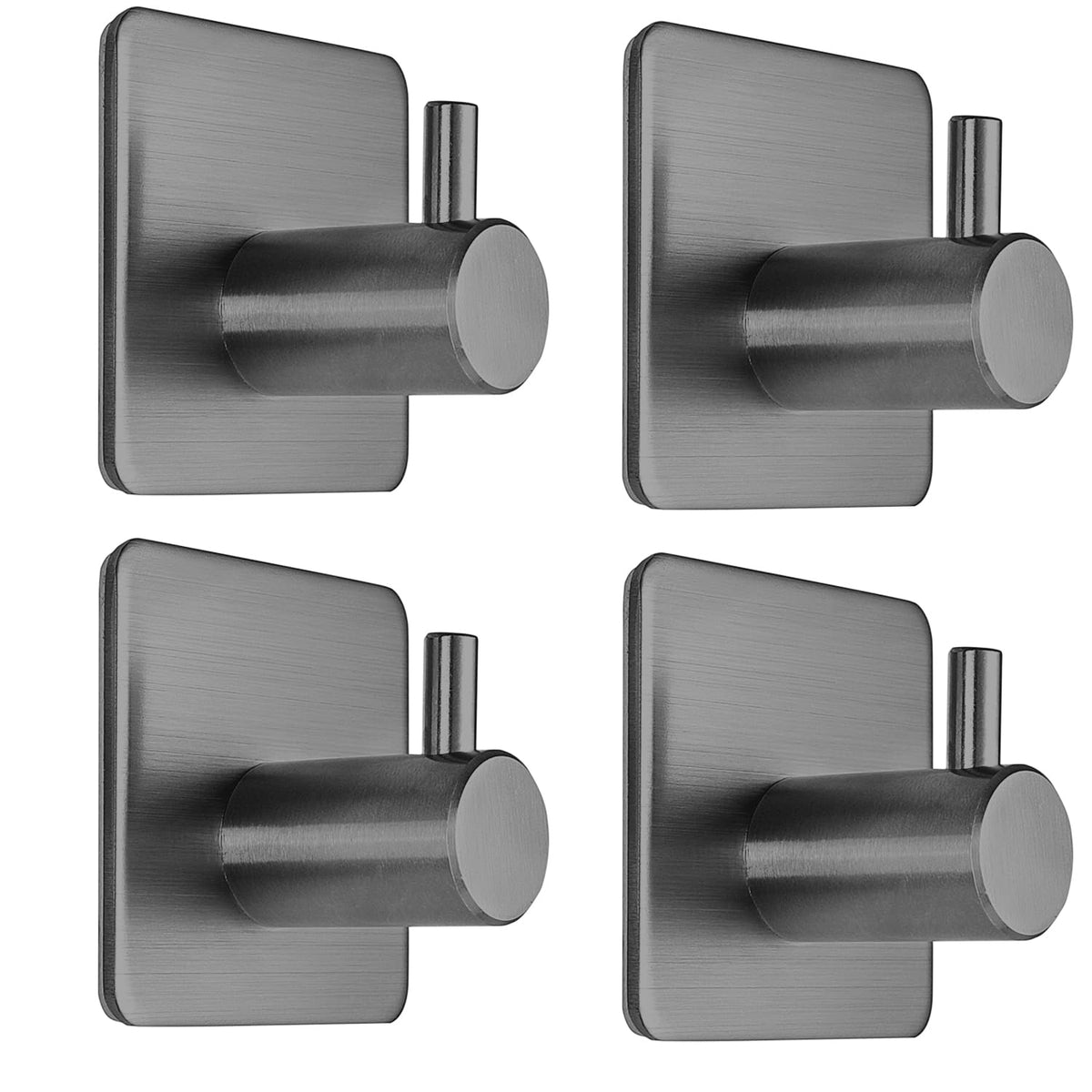 Fotosnow Adhesive Towel Hooks 15lbs Heavy Duty Wall Hooks Waterproof Stainless Steel Hanger for Hanging Coat, Hat, Towel Robe Hook Rack Wall Mount- Bathroom and Bedroom 4-Packs