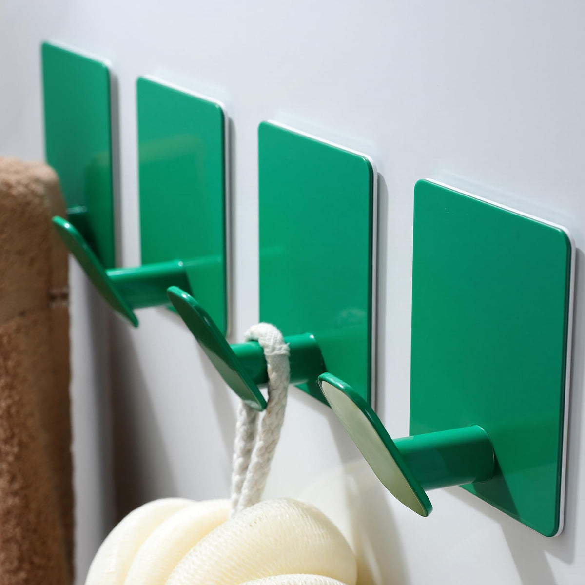 DELITON 26lb Heavy Duty Adhesive Towel Hooks, No-Damage 4 Pack Matte Black
