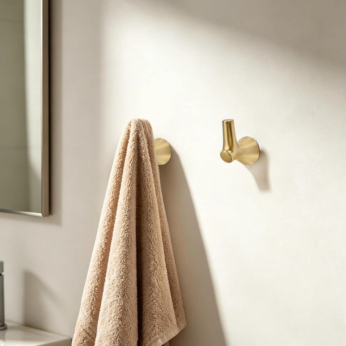 AVICCI 5 Pack Towel Hooks Champagne Bronze Coat Hooks, Zinc Alloy Heavy Duty Bathroom Hooks Wall Mounted for Robes & Towels Hand Towel Hook Holder Kitchen, Bathroom Accessories