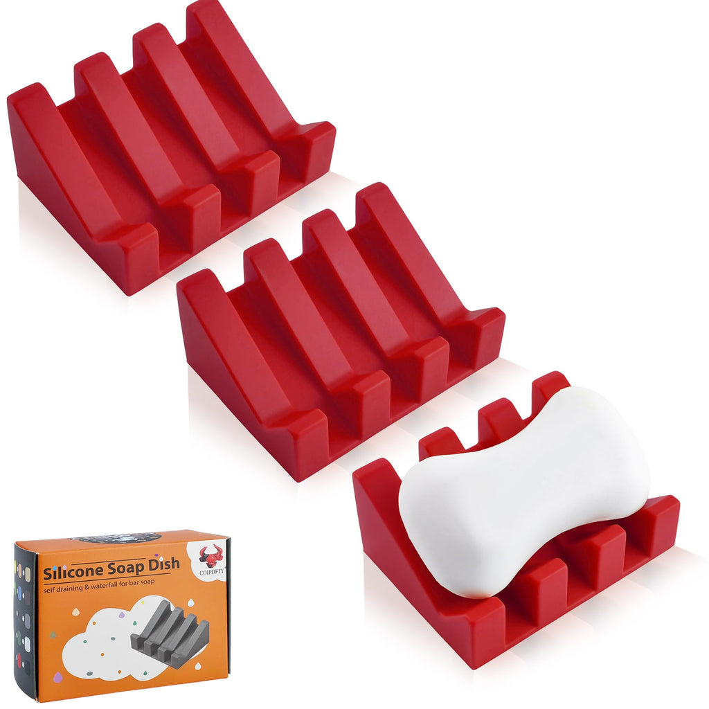Self Draining Soap Dish Holder,Silicone Soap Dish,for Bathroom,Kitchen, Sponges，Can Extend Soap Life，Keep Soap Bars Dry and Easy Cleaning (White,1-Pack)