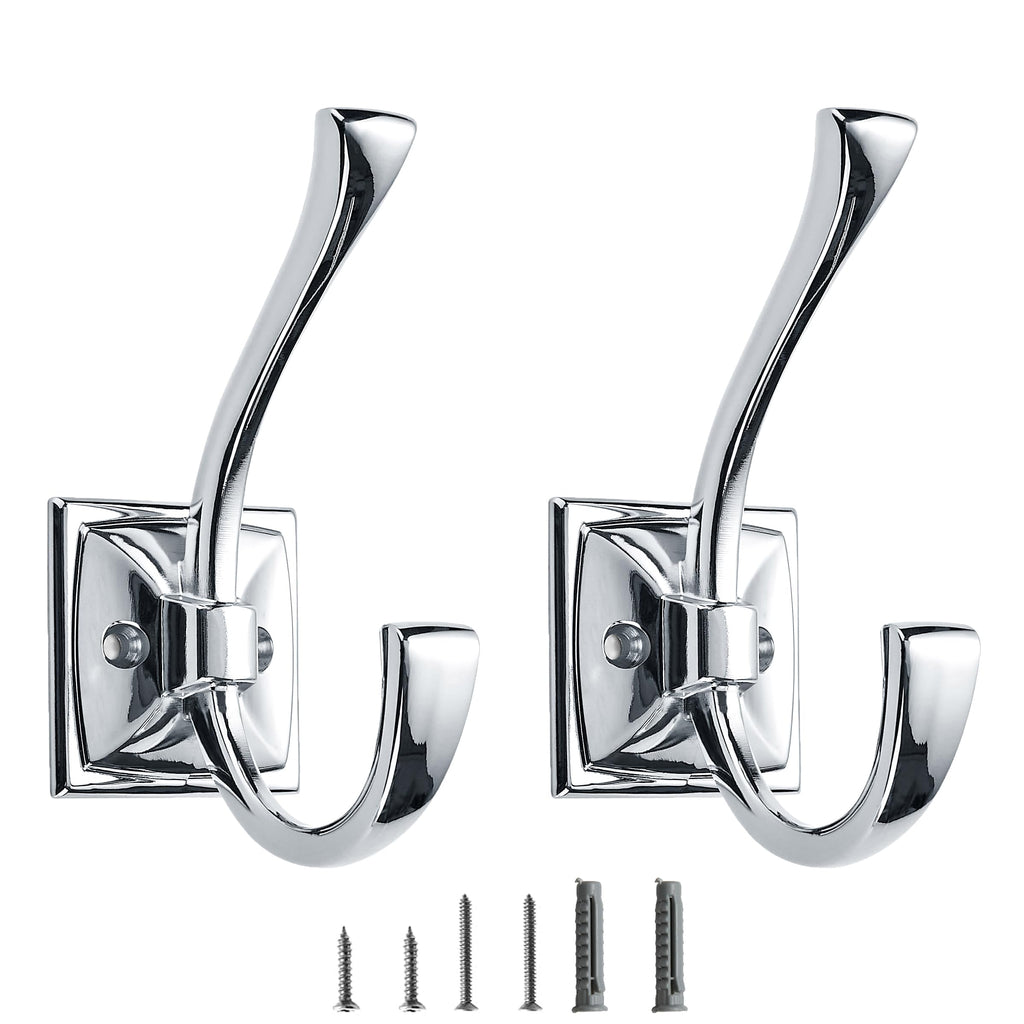 5 Pack Decorative Heavy Duty Towel Hooks for Hanging Robe Double Oil Rubbed Bronze Coat Hooks Wall Mounted with Screws for Key, Towel, Bags, Cup, Hat