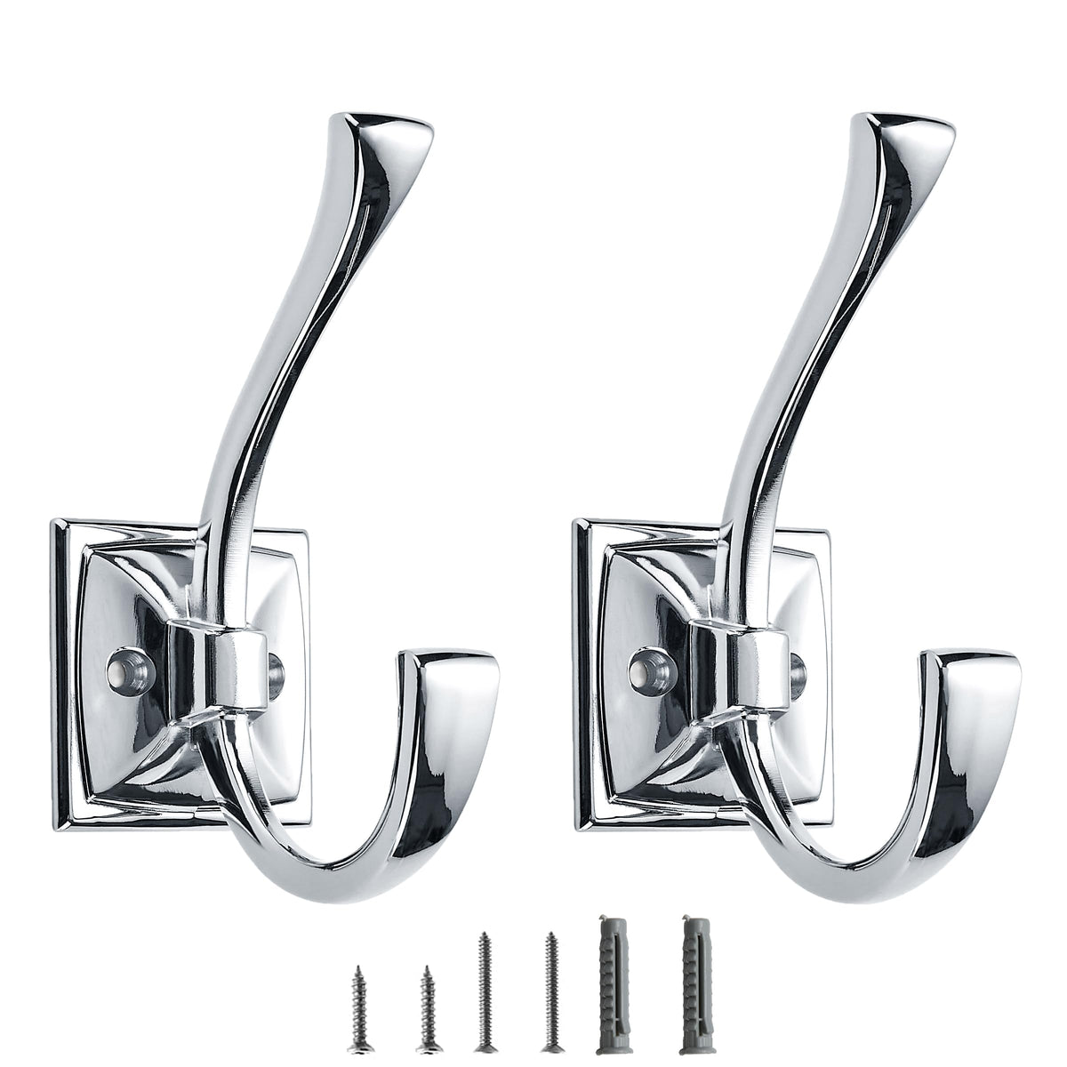 5 Pack Decorative Heavy Duty Towel Hooks for Hanging Robe Double Oil Rubbed Bronze Coat Hooks Wall Mounted with Screws for Key, Towel, Bags, Cup, Hat