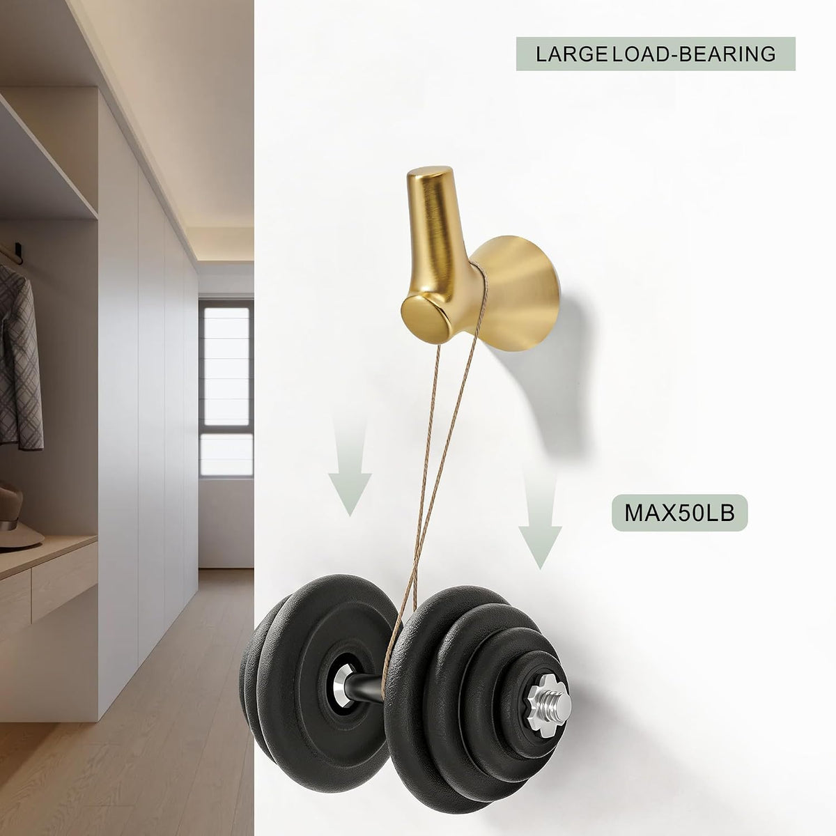 AVICCI 5 Pack Towel Hooks Champagne Bronze Coat Hooks, Zinc Alloy Heavy Duty Bathroom Hooks Wall Mounted for Robes & Towels Hand Towel Hook Holder Kitchen, Bathroom Accessories