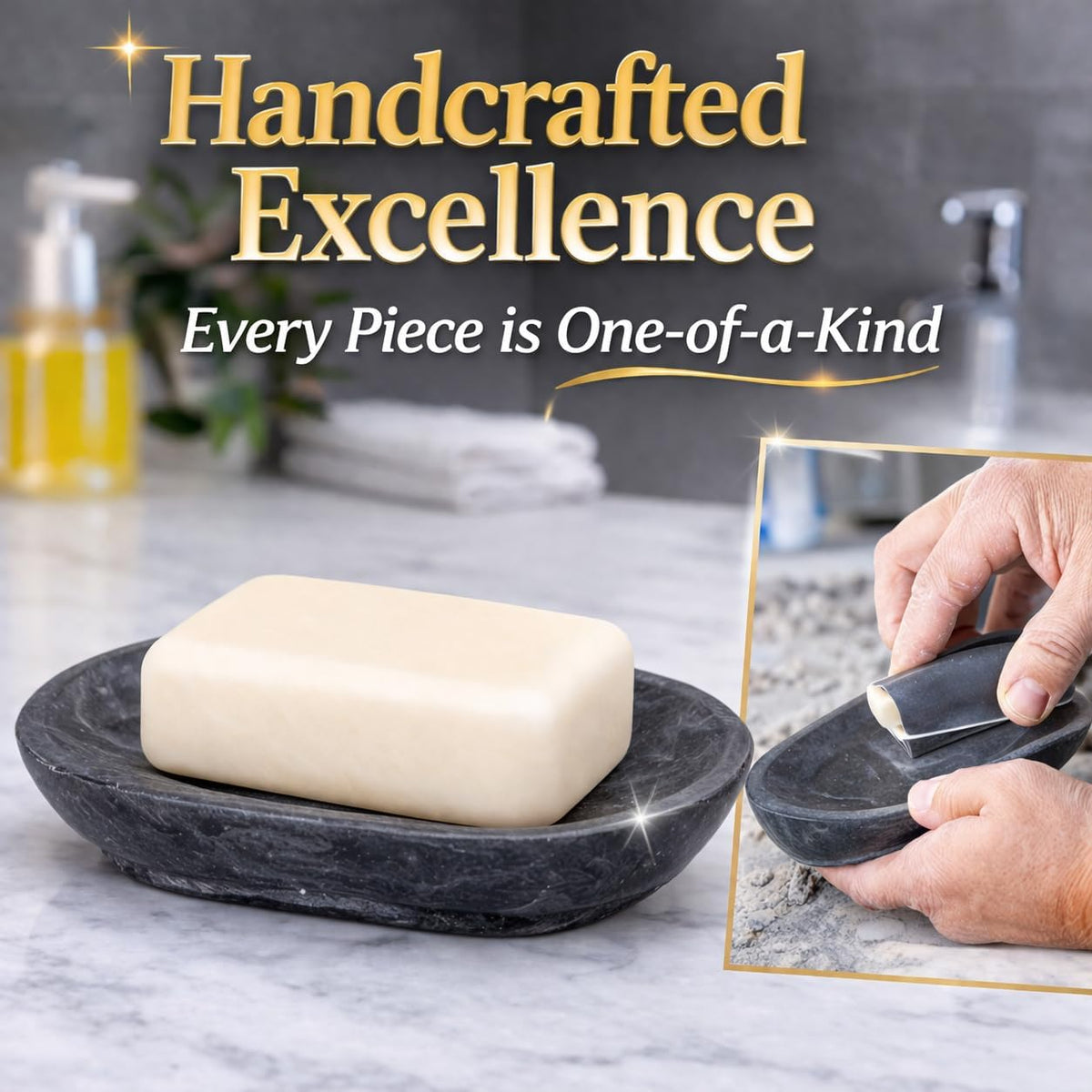 Creative Home Natural Charcoal Marble Soap Dish Soap Holder