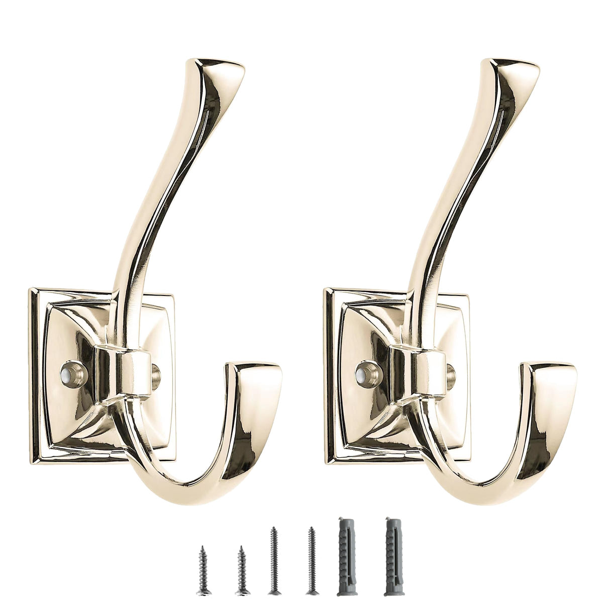 5 Pack Decorative Heavy Duty Towel Hooks for Hanging Robe Double Oil Rubbed Bronze Coat Hooks Wall Mounted with Screws for Key, Towel, Bags, Cup, Hat