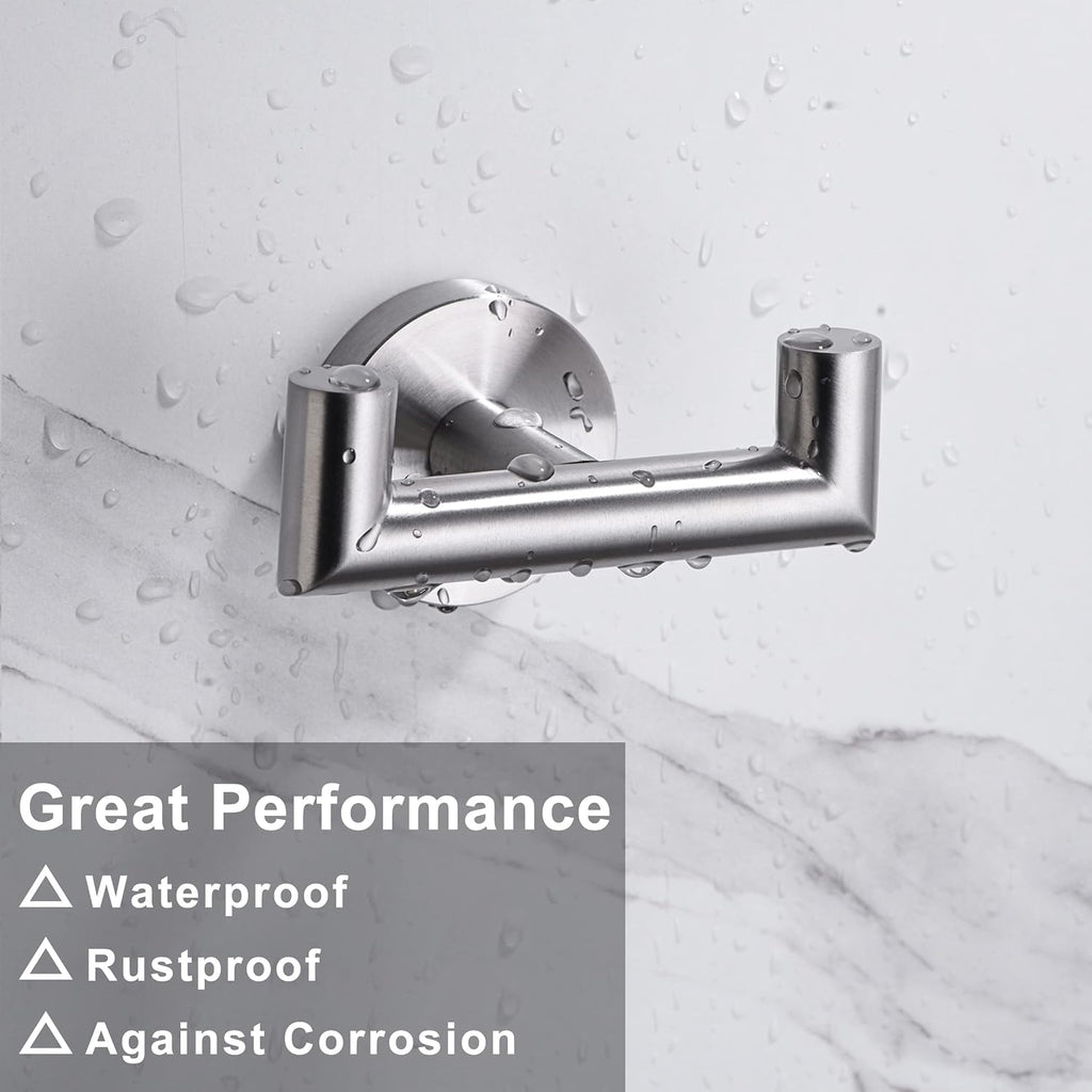 Towel Hooks for Bathrooms,Towel Hook for Kitchen Bathroom,SUS304 Stainless Steel Coat Hook,Heavy Duty Double Holder Robe Hooks for Hanging Towels,Coats,Sponges,Clothes,Wall Mount,Brushed Nickel,2 Pack