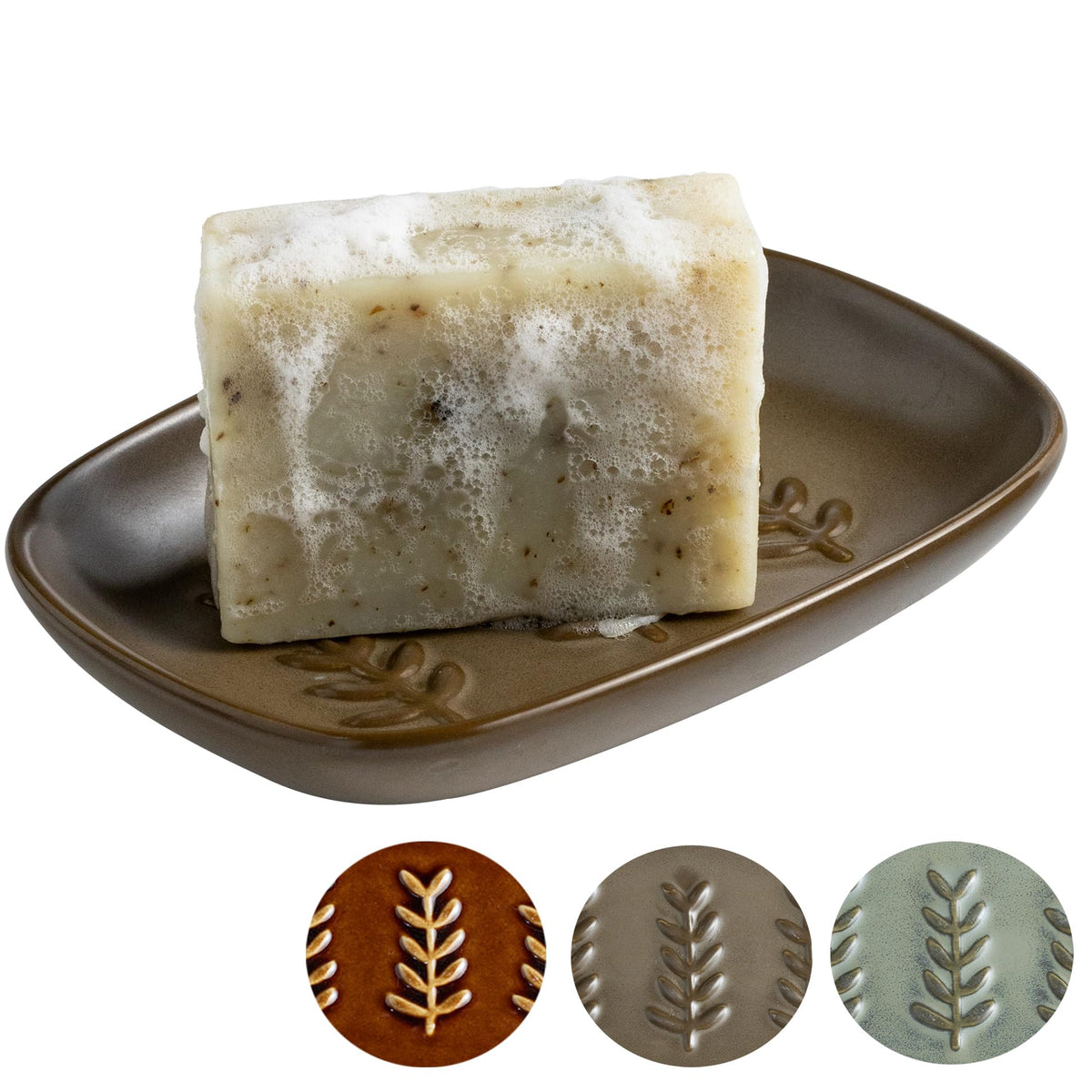 Miamolo Soap Dish, Ceramic Soap Holder Shower Soap Dish for Bar Soap Sponge, Soap Saver Tray for Bathroom Kitchen Sink, White