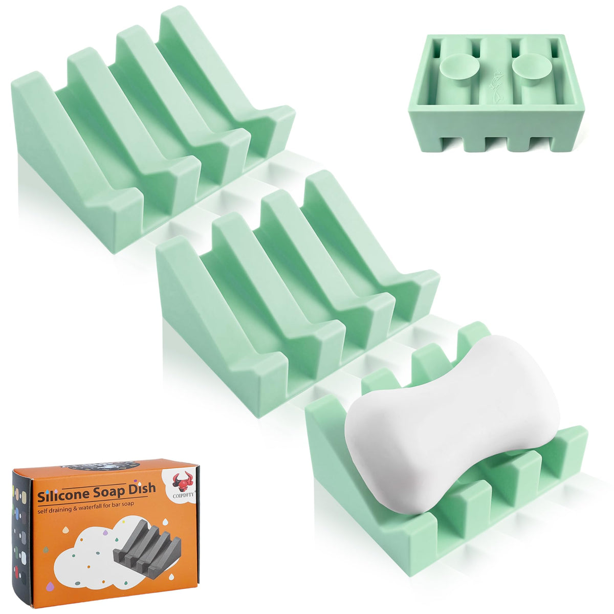 Soap Dish Holder for Shower with Suction Cup, Silicone Soap Holder & Saver Self-Draining Bar Soap Dish Keeps Soap Dry for Bathroom, Kitchen, Bathtub, Extends Soap Life (White-1Pack)