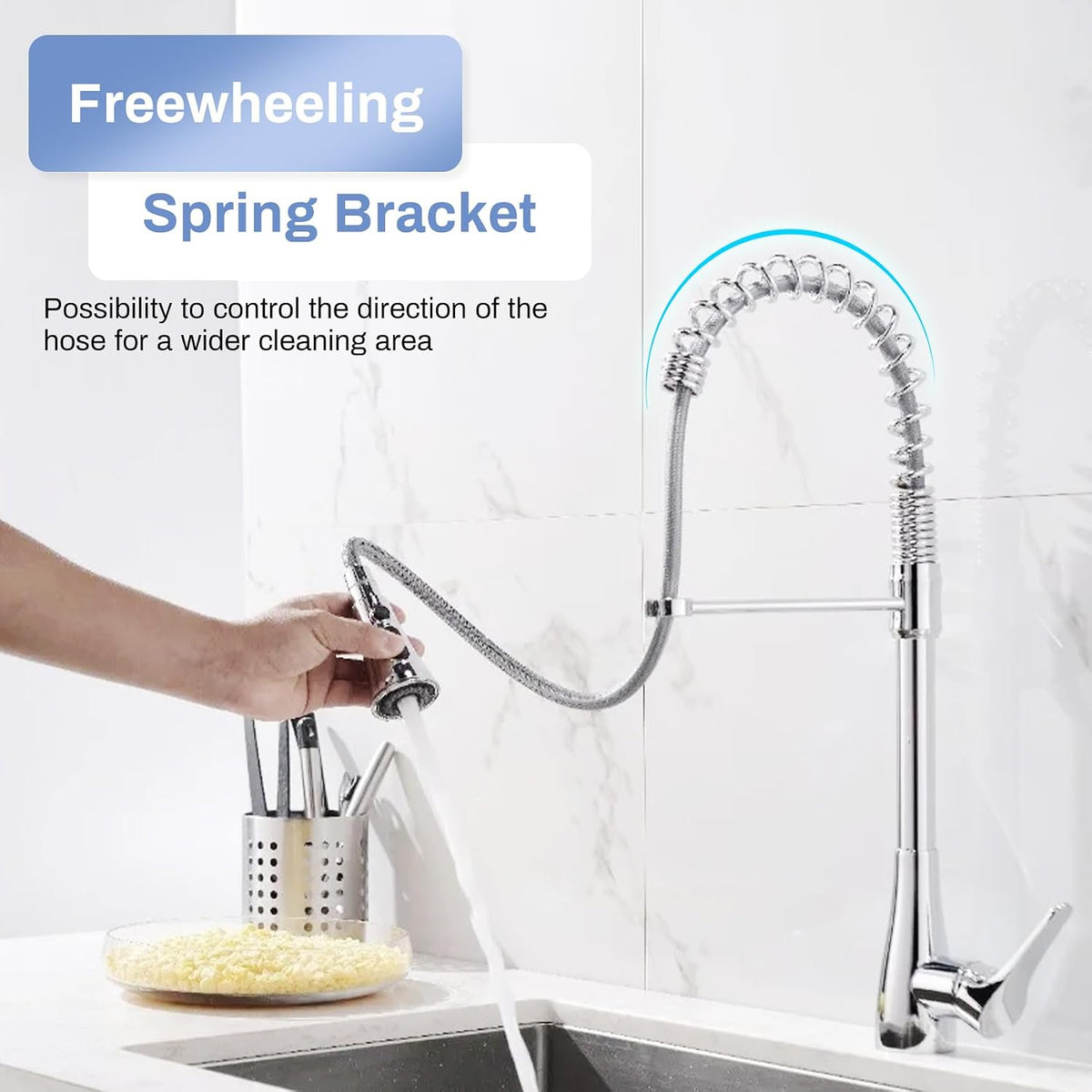 Commercial Sink Sprayer Hose 44In, with 304 Stainles Steel Pre Rinse Spring