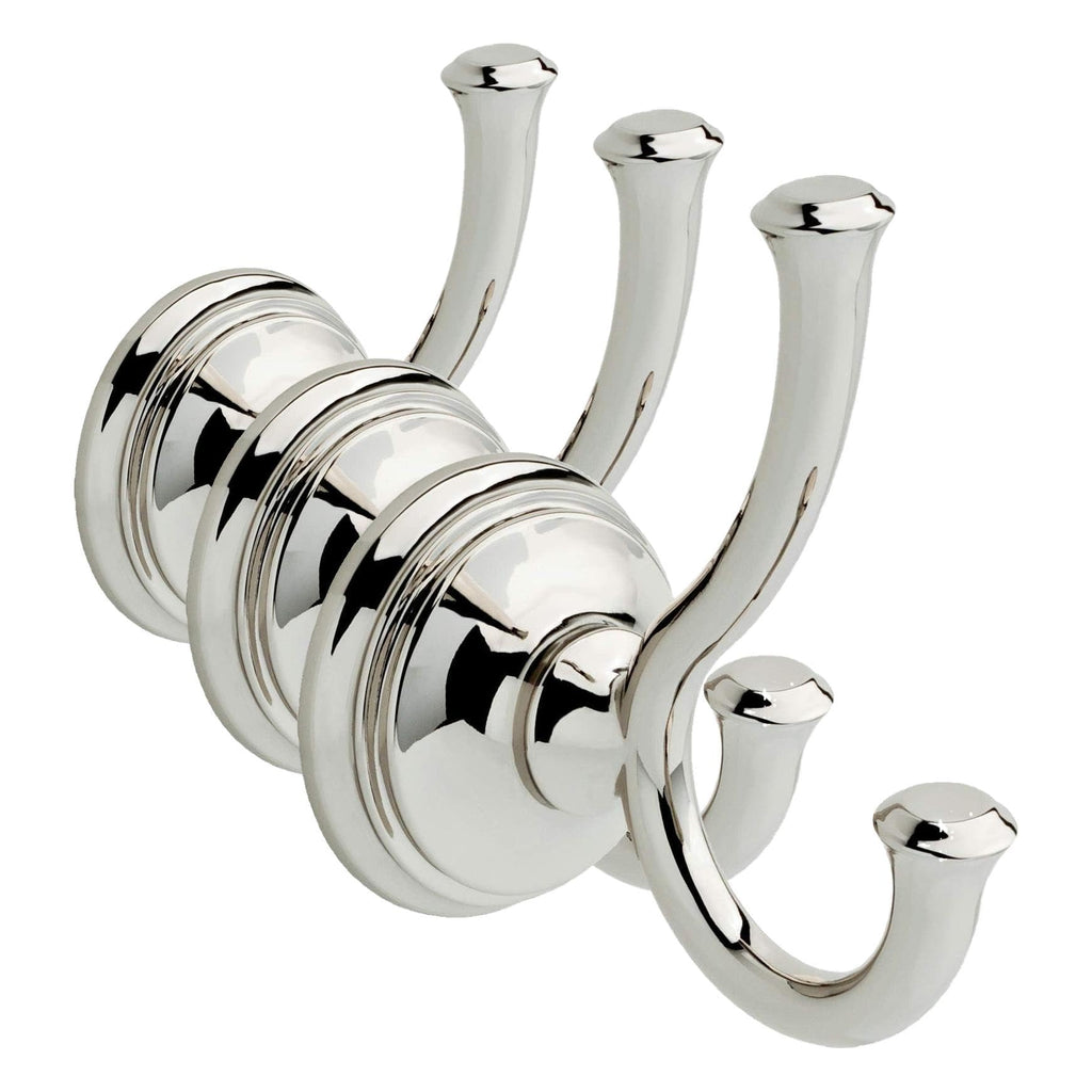 Delta Double Towel Hook for Bathroom or Kitchen| Polished Nickel | Cassidy Accessories