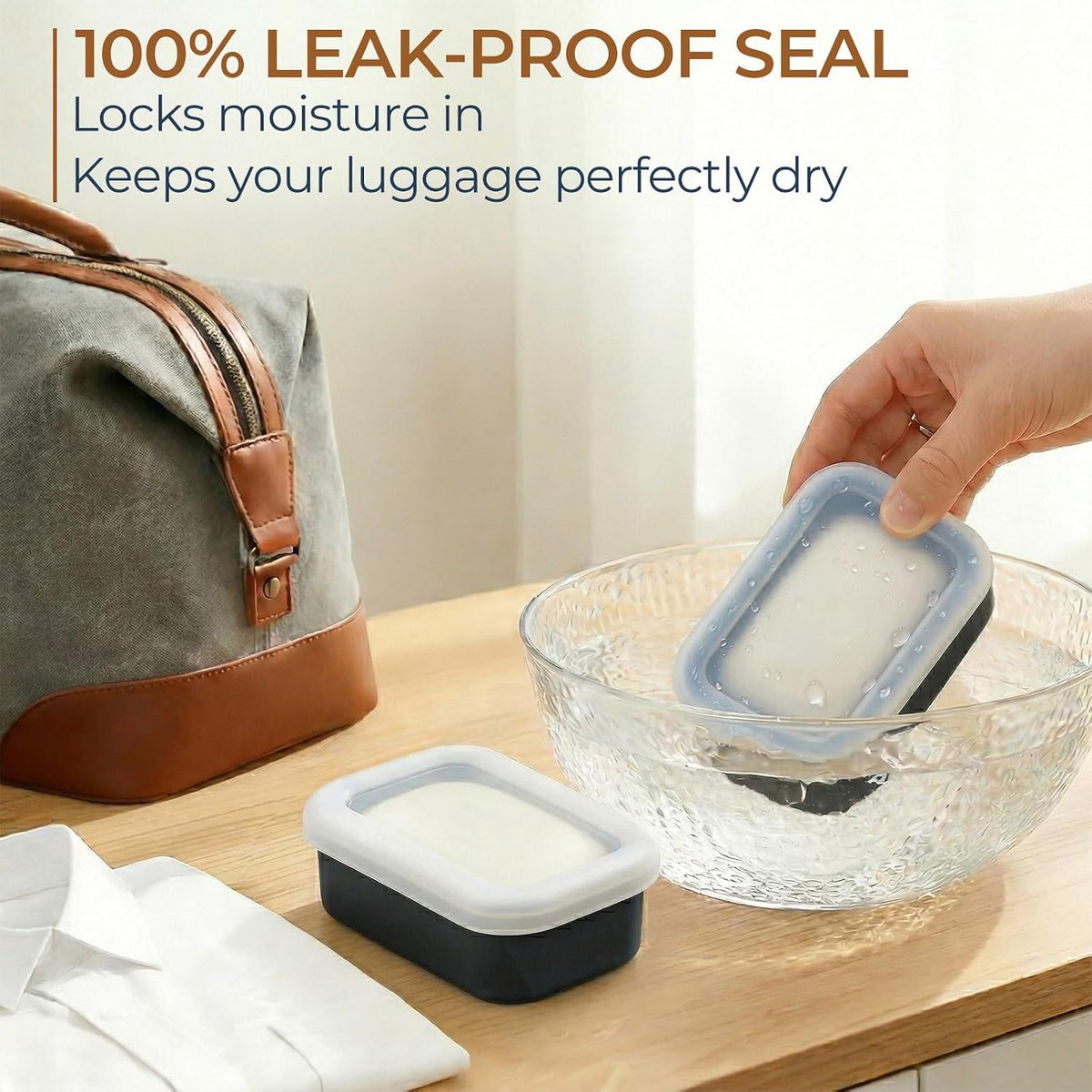 AIMAIAIMAI Enhanced Leak Proof Travel Soap Case, Compact Silicone Travel Soap Dish with Drainage Pad, Great for Gym, Camping, Bussines Trip (Black)