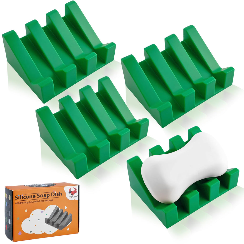 Self Draining Soap Dish Holder,Silicone Soap Dish,for Bathroom,Kitchen, Sponges，Can Extend Soap Life，Keep Soap Bars Dry and Easy Cleaning (White,1-Pack)