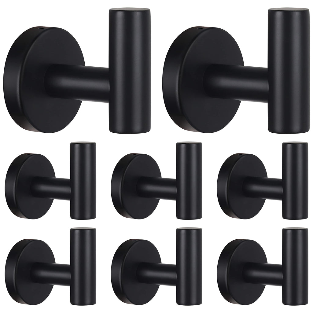 Towel Hooks Bathroom Coat Robe Wall Hook Heavy Duty Door Hanger Towel Robe Clothes Cabinet Closet Sponges Rack for Bathroom Bedroom Kitchen Hotel Pool 4 Packs Black(Drilling Installation)