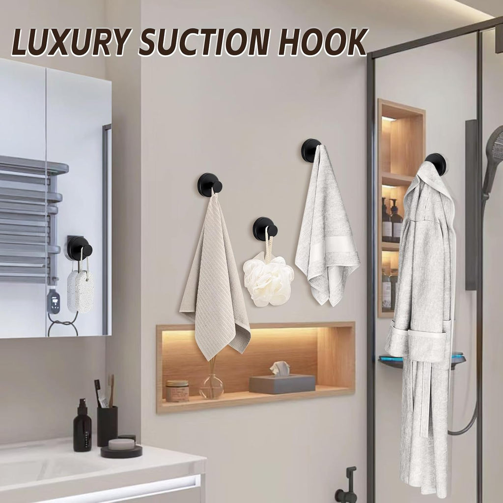 Suction Cup Hooks for Shower,Stainless Steel Towel Hooks No Drill