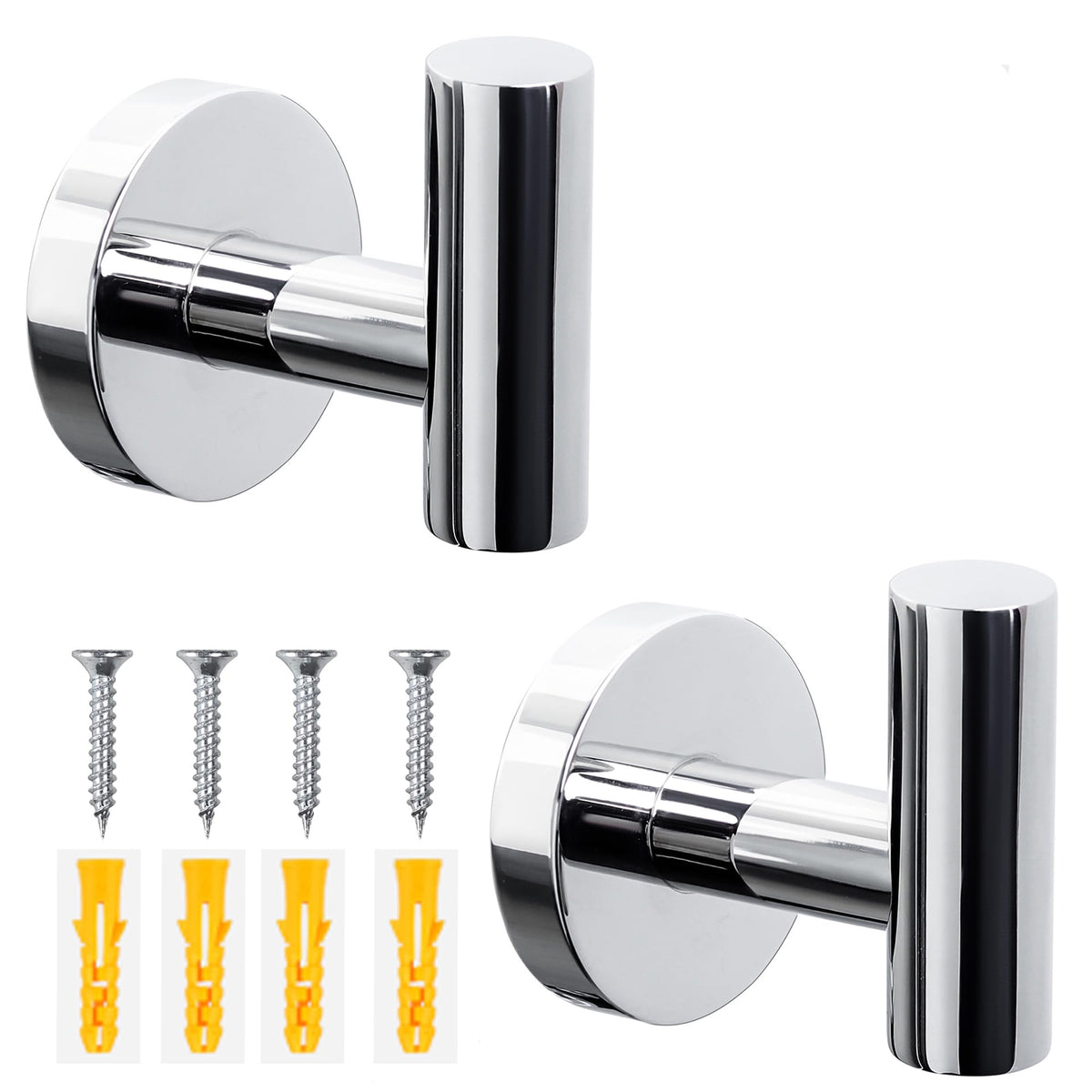 Towel Hooks Bathroom Coat Robe Hook Stainless Steel Heavy Duty Door Hanger Towel Robe Clothes Cabinet Wall for Bathroom Bedroom Kitchen Hotel Pool 4 Packs (Gold)