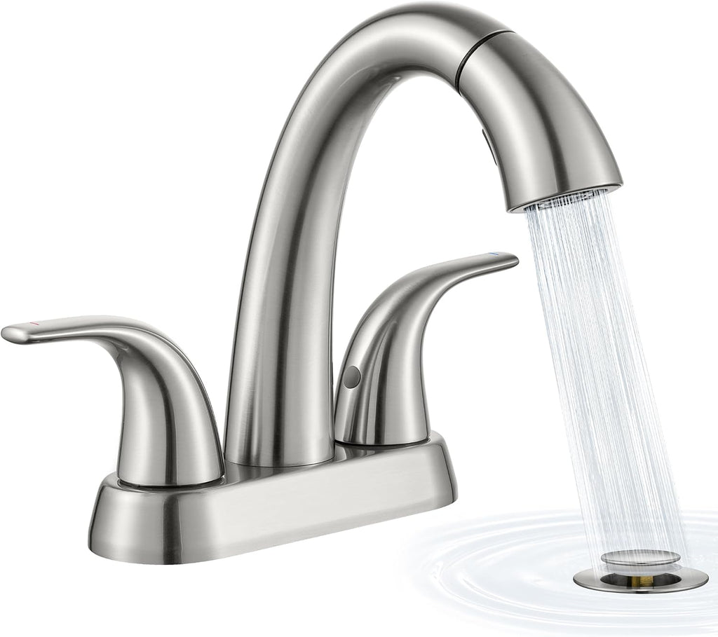 Ultimate Unicorn Pull Down Bathroom Sink Faucet, Brushed Nickel 4 Inch