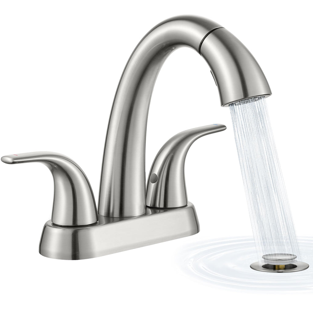 Ultimate Unicorn Pull Down Bathroom Sink Faucet, Brushed Nickel 4 Inch