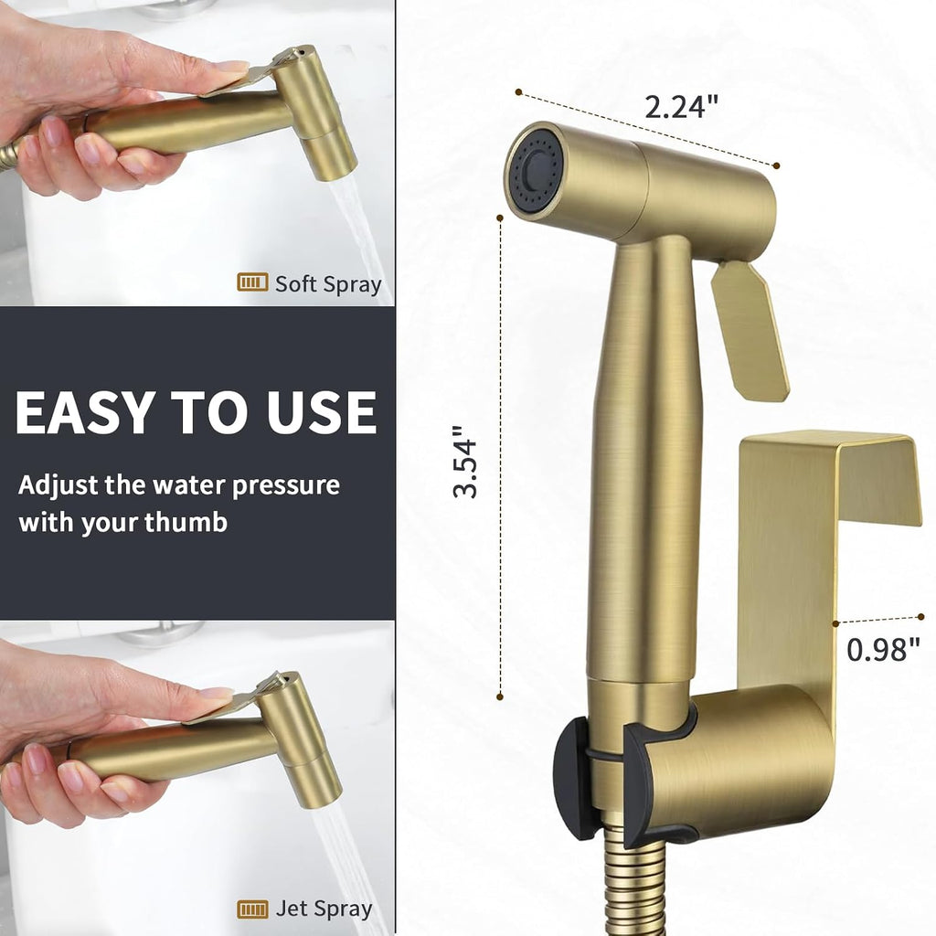 Brushed Gold Handheld Bidet Sprayer Set for Toilet