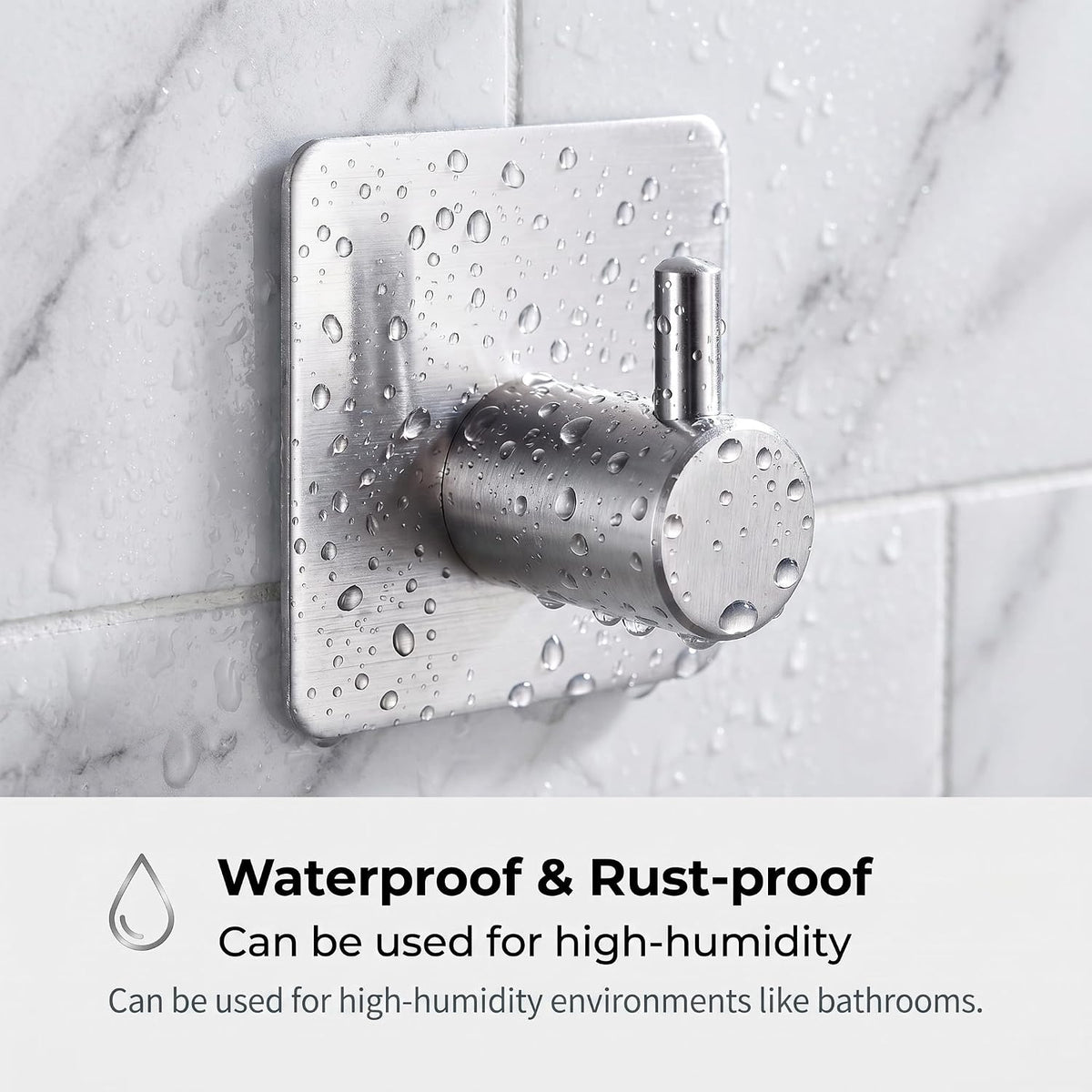 Fotosnow Adhesive Towel Hooks 15lbs Heavy Duty Wall Hooks Waterproof Stainless Steel Hanger for Hanging Coat, Hat, Towel Robe Hook Rack Wall Mount- Bathroom and Bedroom 4-Packs