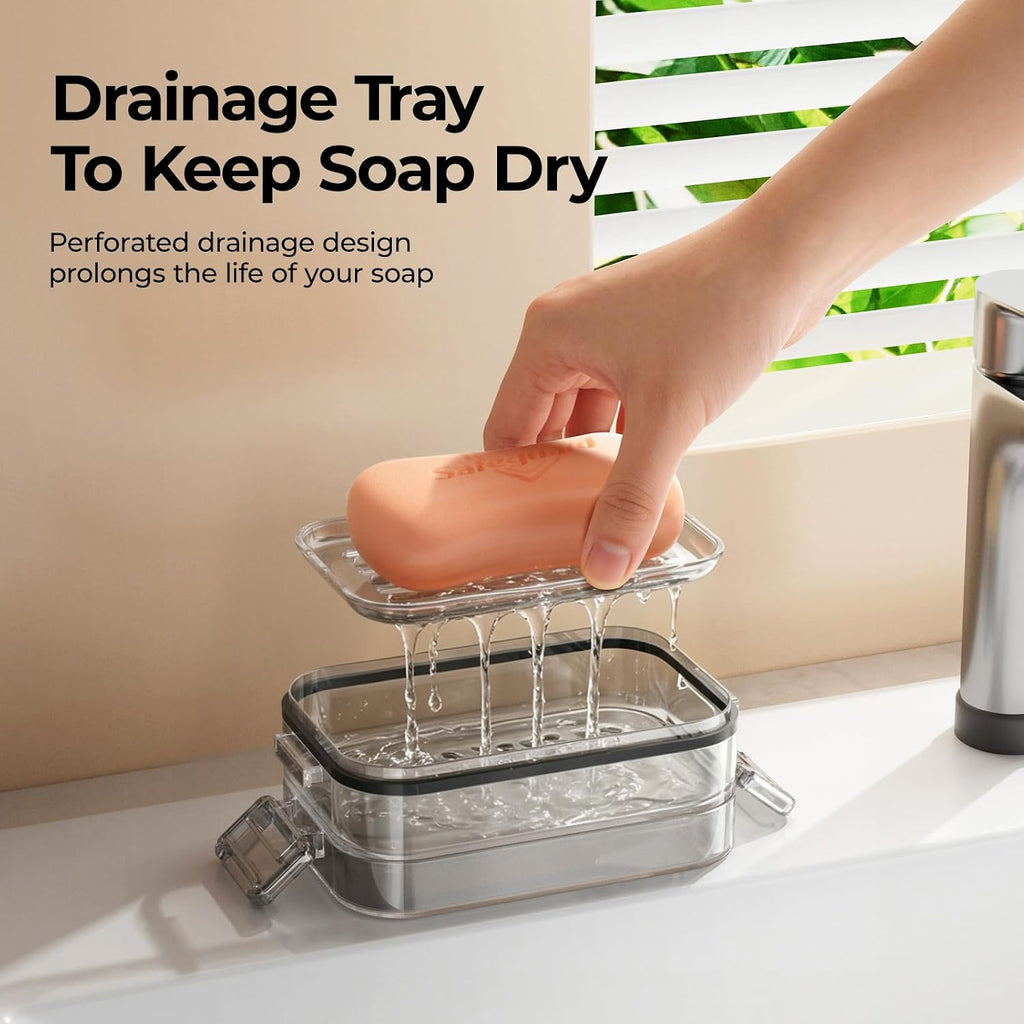 MOPMS Travel Soap Case, Leakproof with Clasps & Silicone Seal for Traveling