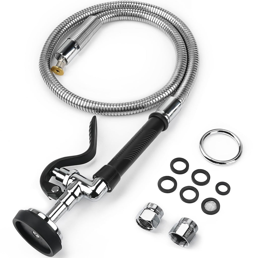 Pre Rinse Spray Valve with 45" Flexible Pre Rinse Hose,Non-Slip Commercial Sink Sprayer with Flexible Stainless Steel Hose, Replacement for Commercial Kitchen Sink Faucet,Grey