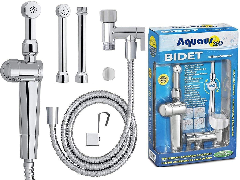 RinseWorks- All Brass Aquaus 360 Handheld Bidet Sprayer for Toilet - NSF Plumbing Code Certified Legal Installation Ergonomic Dual Thumb Pressure Controls- 3”-11” Spray Reach 5 Year Warranty