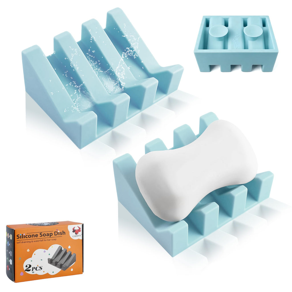 Soap Dish Holder for Shower with Suction Cup, Silicone Soap Holder & Saver Self-Draining Bar Soap Dish Keeps Soap Dry for Bathroom, Kitchen, Bathtub, Extends Soap Life (White-1Pack)