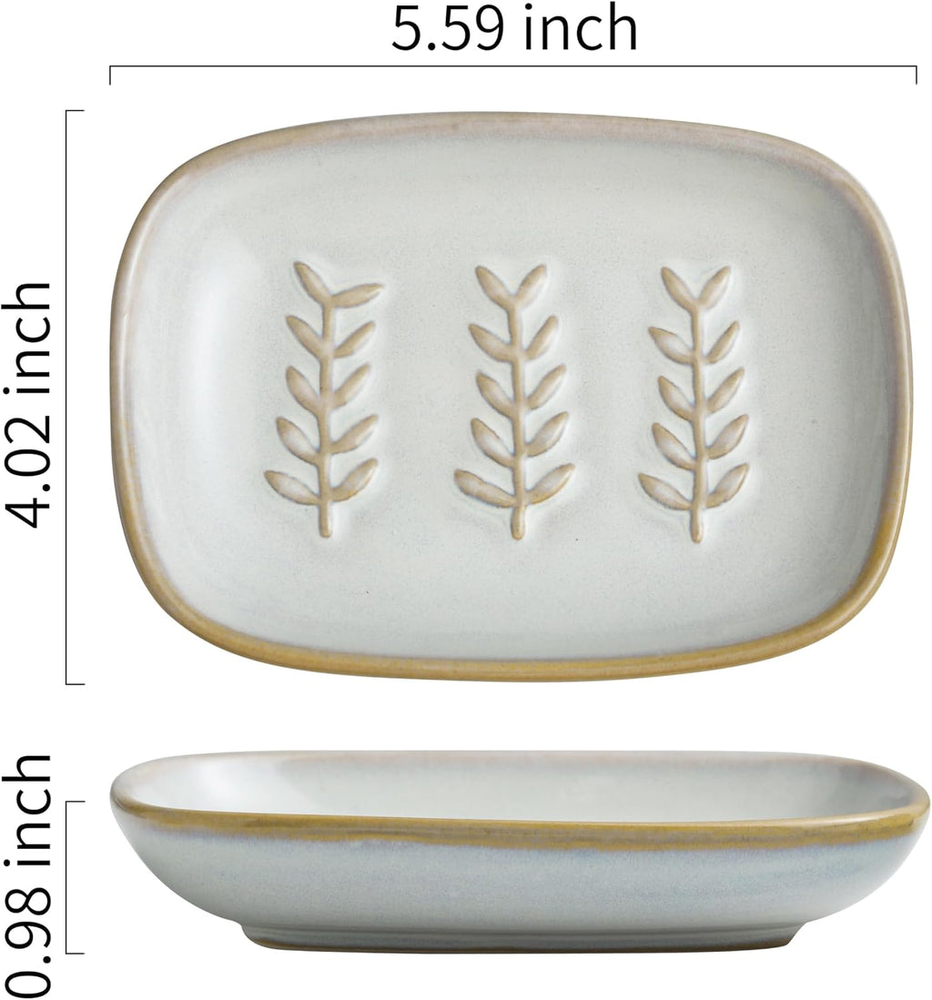 Miamolo Soap Dish Bar Cleaner Dish for Shower, Ceramic Soap Dishes for Large Soap Bar Shampoo or Sponge, Shower Soap Dish Soap Saver Tray for Bathroom Kitchen Sink, Easy to Clean