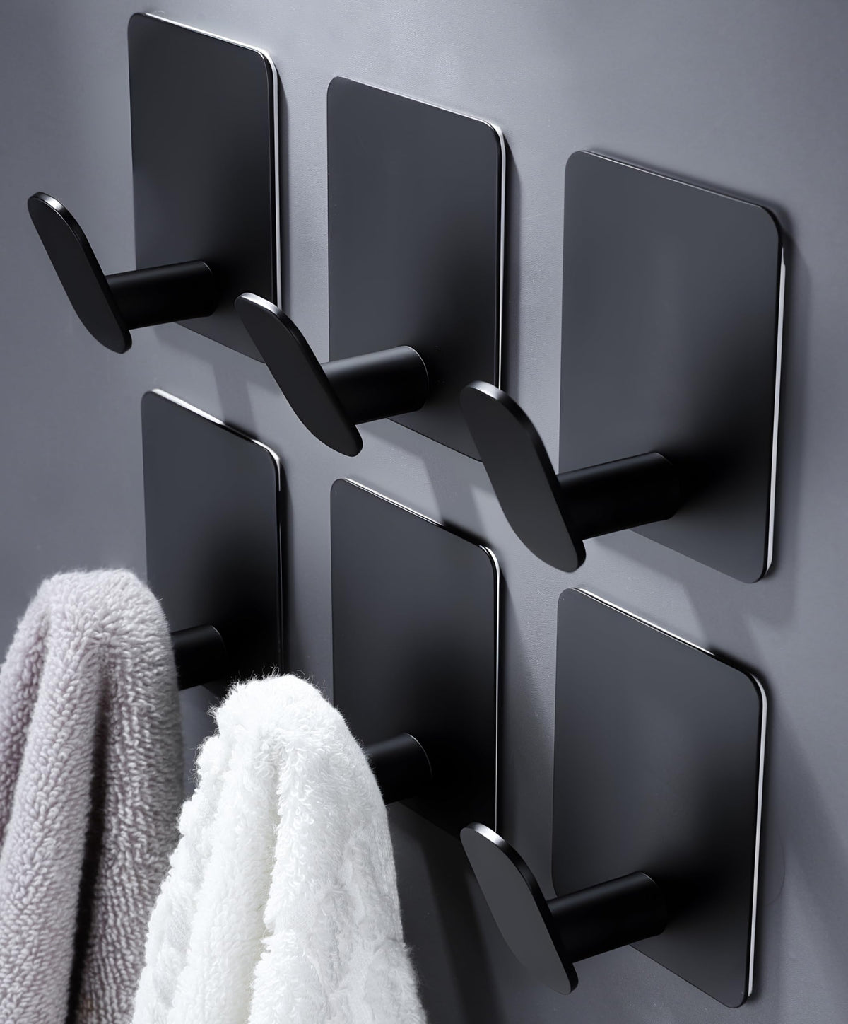 DELITON 26lb Heavy Duty Adhesive Towel Hooks, No-Damage 4 Pack Matte Black